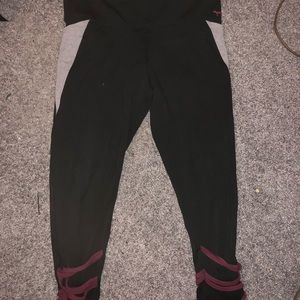 PINK black and burgundy leggings